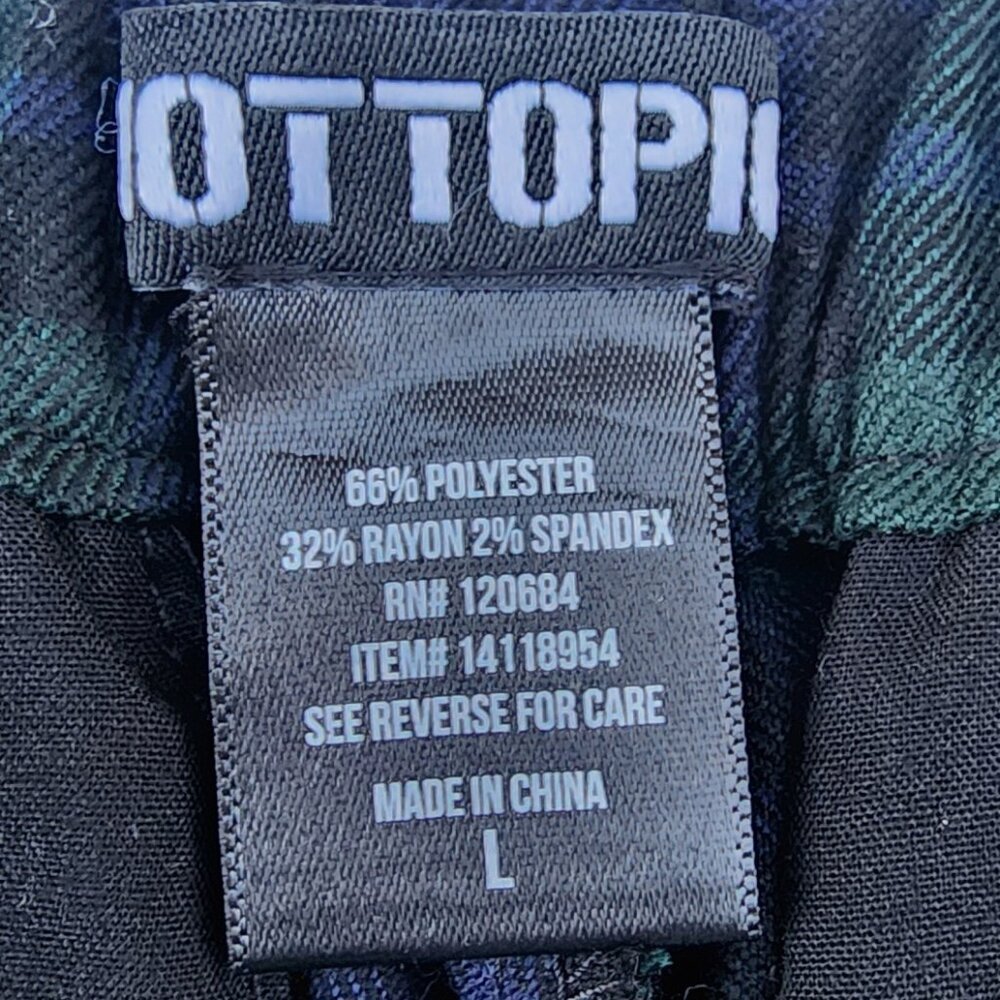 Hot Topic Women’s Juniors Sz L Tartan Blue Green Plaid Pants - Picture 10 of 10